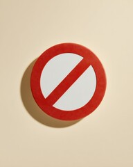 Poster - Modern No Entry Sign with Minimalist Circular Frame and Diagonal Slash on Neutral Background for Commercial and Digital Use