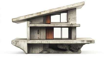 Poster - Modern concrete house design with unique architecture and natural elements