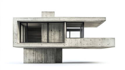 Poster - Modern concrete house design with large windows and minimalist style