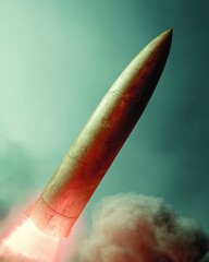 Aufkleber - High-Tech Anti-Aircraft Missile in Mid-Flight with Aerodynamic Surface Launched from Ground-Based System for Advanced Military Air Defense Solutions