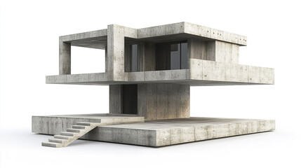 Poster - Modern concrete house design with unique architecture and clean lines