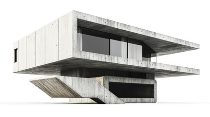 Poster - Modern concrete house design with sleek lines and large windows, showcasing contemporary