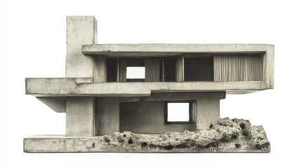Poster - Modern concrete house design with unique architectural features and textures