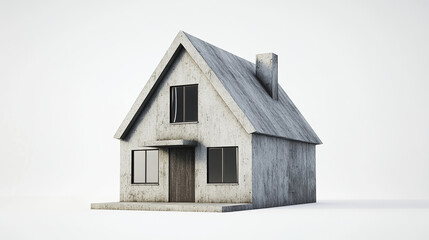 Poster - concrete house with simple design and large windows, showcasing modern architecture