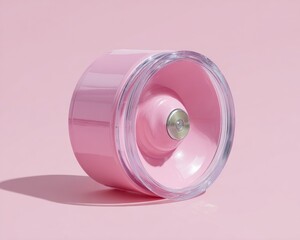 Poster - Modern Pink Emergency Siren with Transparent Casing on Minimalist Surface for Crisis Alert and Swift Warning Response in Tech-Inspired Visuals