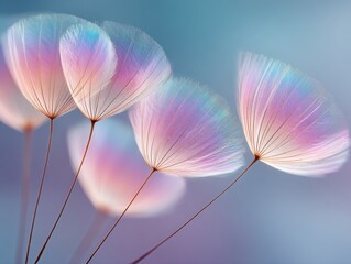 Poster - Delicate Dandelion Seeds Macro with Iridescent Details Symbolizing Organic Growth and Innovation for Trend Marketing and Visual Storytelling