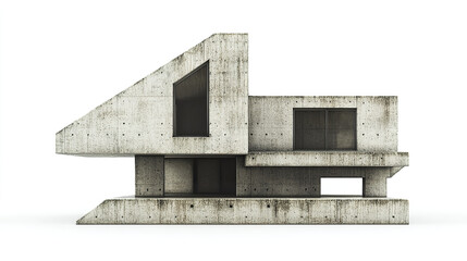 Poster - Modern concrete house design with unique geometric shapes and textures
