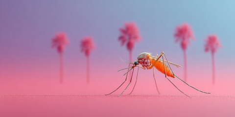 Poster - Macro of Dead Mosquito on Soft Gradient Background Highlighting Insect Structure for Disease Prevention and Control Campaigns
