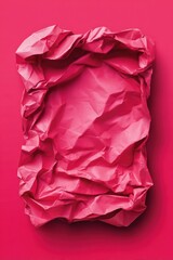 Aufkleber - Crumpled Paper Rectangular Speech Bubble on Vibrant Pink Background - Eco Friendly Texture Concept for Creative Communication and Marketing Collateral