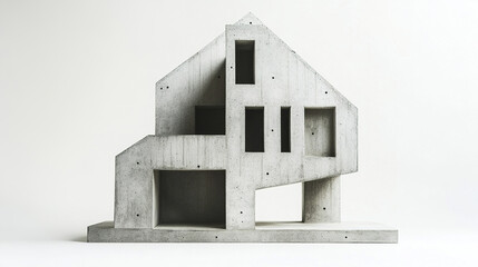 Poster - Modern concrete house model showcasing unique architectural design and structure