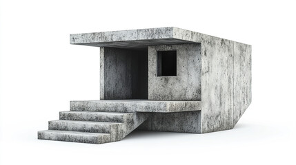 Poster - Modern concrete house with minimalist design and steps leading to entrance