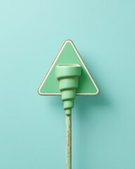 Poster - Minimalist Tornado Warning Sign with Vintage Metal Texture Against Pastel Blue Background - Safety Awareness and Disaster Preparedness Concept
