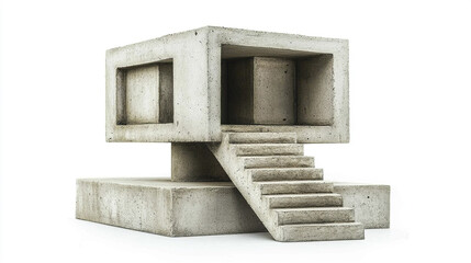 Poster - Modern concrete house design with stairs and minimalist architecture