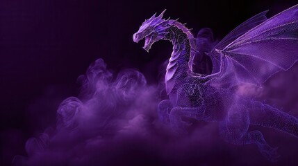Aufkleber - Purple dragon figure with smoke.
