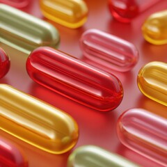 Poster - Transparent pharmaceutical capsules with digital data streams and molecular connections, showcasing AI-driven drug discovery and precision medicine innovation