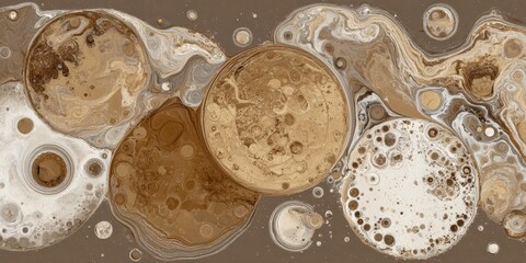 Aufkleber - Abstract cosmic fluid art with planetary textures and earthy tones, perfect for modern digital design, home decor, and creative branding projects