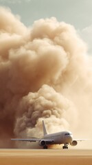 Poster - Passenger Aircraft Facing Emergency Evacuation with Dense Smoke on Desert Runway - Aviation Safety, Crisis Response and Disaster Preparedness Training