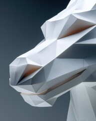 Poster - geometric dragon lantern light sculpture illuminated in dark setting for artistic festival promotion