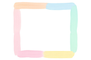 Poster - Four pastel brushstrokes forming a square frame with transparent background, ideal for adding a touch of color to designs
