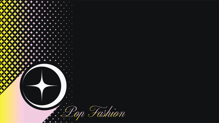 Poster - Black Star Glitter Halftone Gradient in Yellow and Pink with Crescent Moon and Calligraphy Background