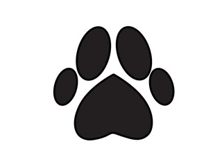 Wall Mural - vector isolated one single simple minimal dog paw print colorless black and white outline silhouette