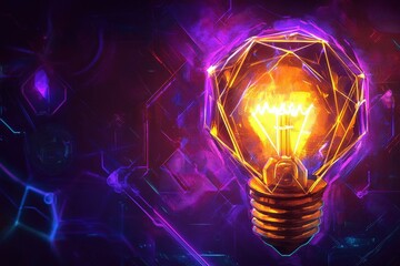 Poster - Innovative concept showcasing a light bulb representing business ideas intertwined with blockchain technology for a modern, digital approach