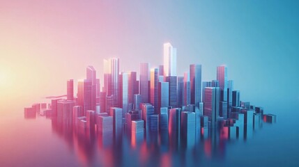 Poster - Vibrant Metropolis: A Modern Cityscape with Reflective Buildings