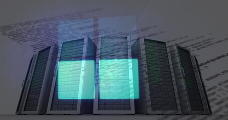 Poster - Image of lights and data over servers