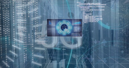 Poster - Image of digital screen with data over servers