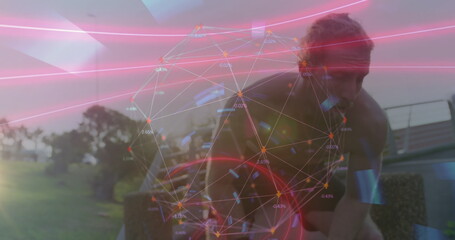 Poster - Image of network of connections over businessmen