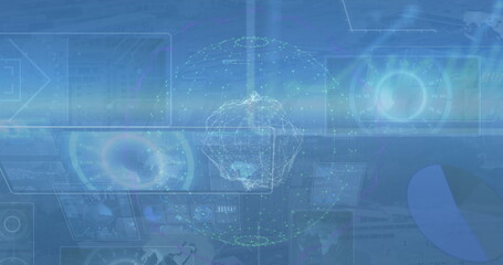 Poster - Image of data processing over globe