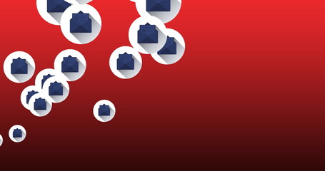 Poster - image of envelopes over red background