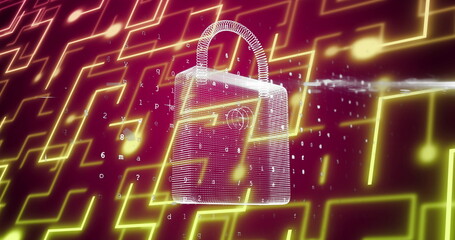 Poster - Image of padlock and data processing over network of connections