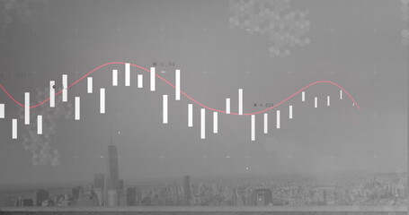Poster - Image of data processing over cityscape