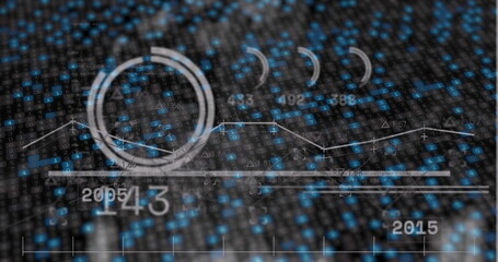 Poster - Image of data processing over black background