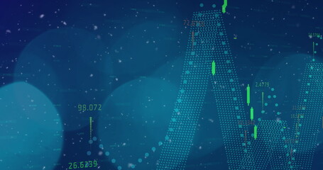 Poster - Image of graphical business representation with bokeh and snow effect
