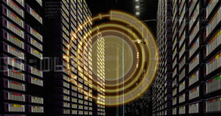 Poster - Image of yellow circle over servers