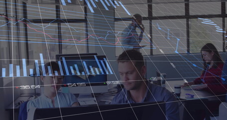 Poster - Image of graphs over diverse coworkers in office