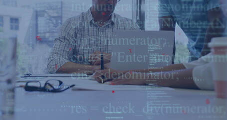 Poster - Image of data processing over diverse businesspeople in office