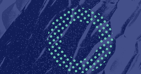 Poster - Image of blue polka dot ring over moving blue textured background