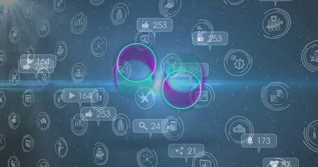 Poster - image of media icons over circles
