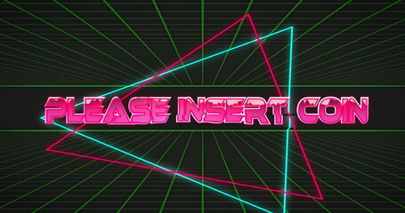 Poster - Image of please insert coin text over shapes
