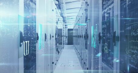 Poster - Image of data processing over tech room with computer servers