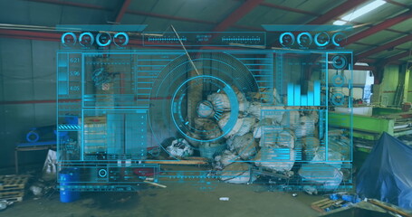 Poster - Image of data processing over debris in warehouse