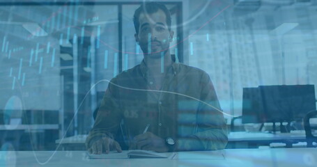 Poster - Image of financial data processing over businessman