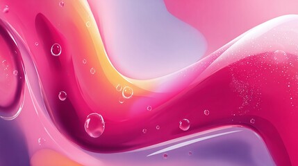 Poster - Pink abstract: fluid shapes with bubble accents.