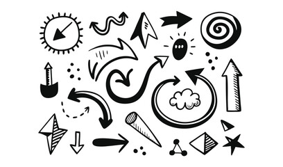 Poster - Hand drawn arrow icons set black and white