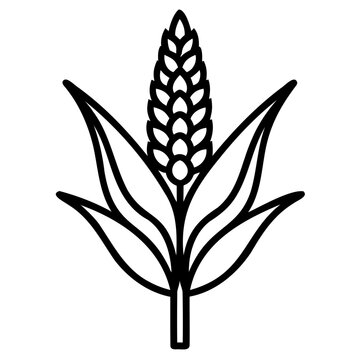 Sorghum silhouette outline vector icon with transparent background perfect for farming agriculture and natural food labels