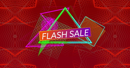 Poster - Digital image of cyber monday sale text banner against abstract shapes on blue background
