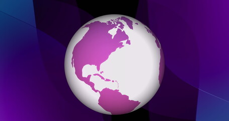 Poster - Image of white and purple globe spinning over purple background